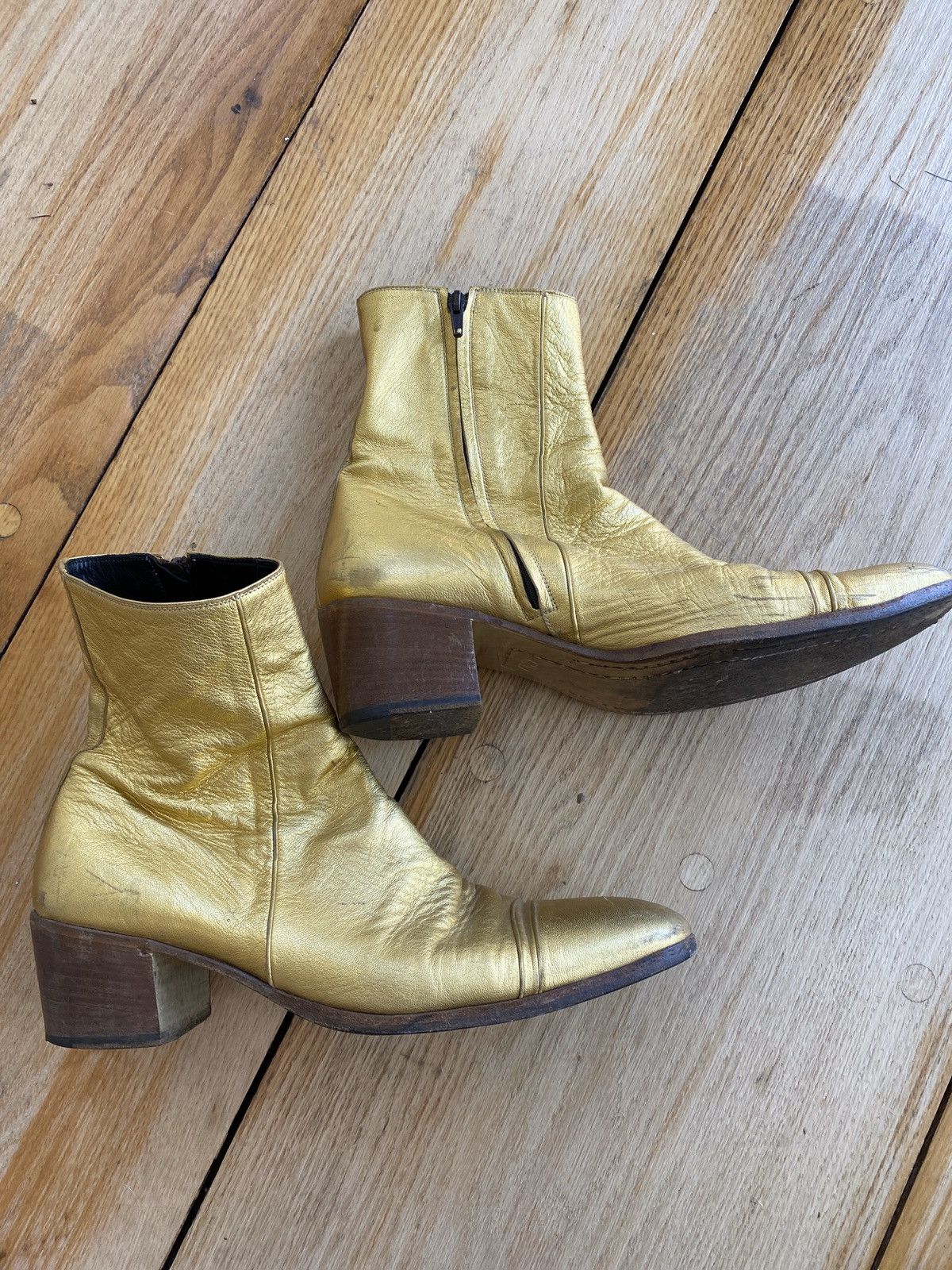 Dior Dior Homme by Hedi Slimane gold boots *Runway* sample | Grailed