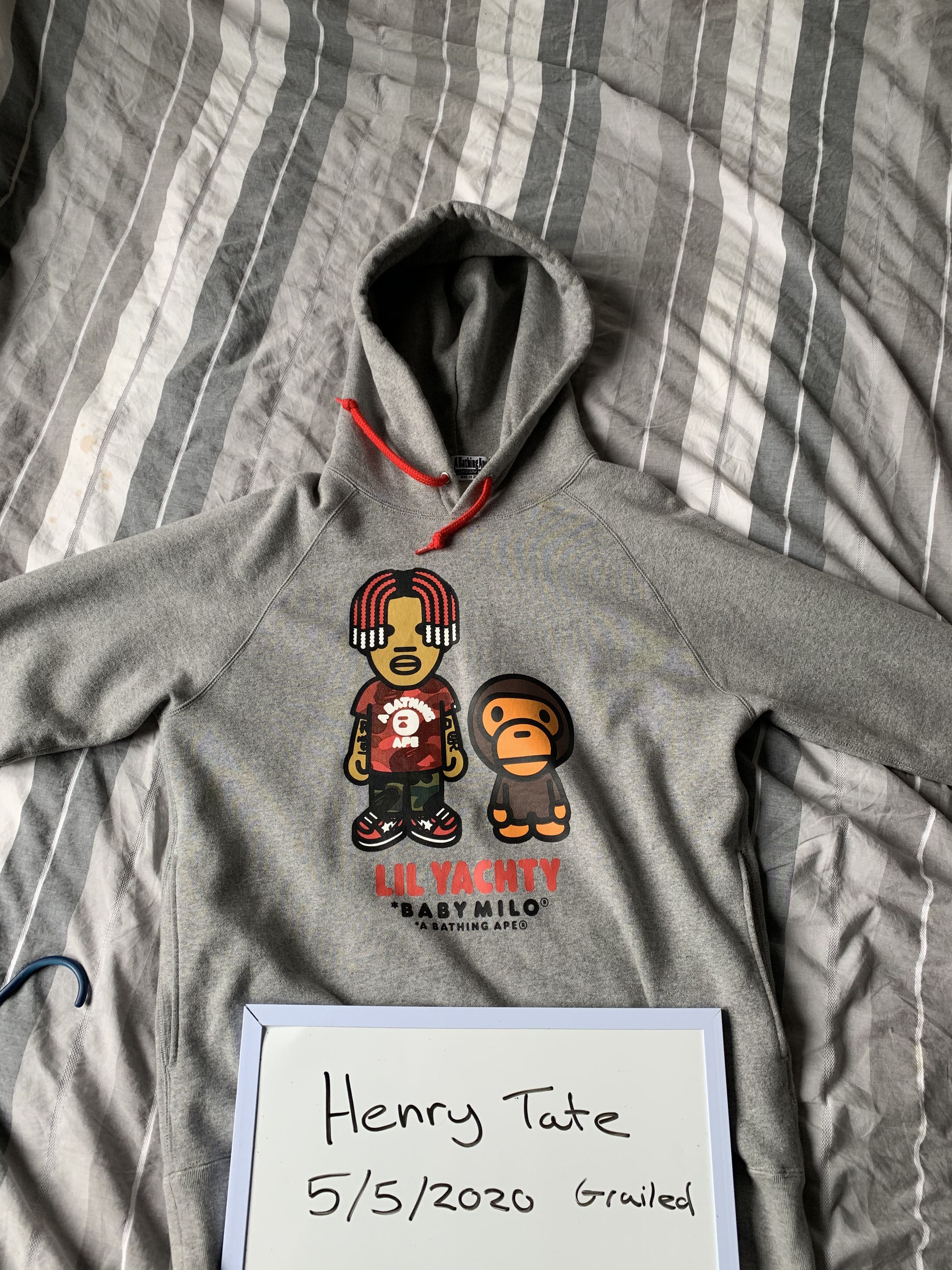 Bape Hoodie Gray Sweatchirt LIL YACHTY PULLOVER Grailed