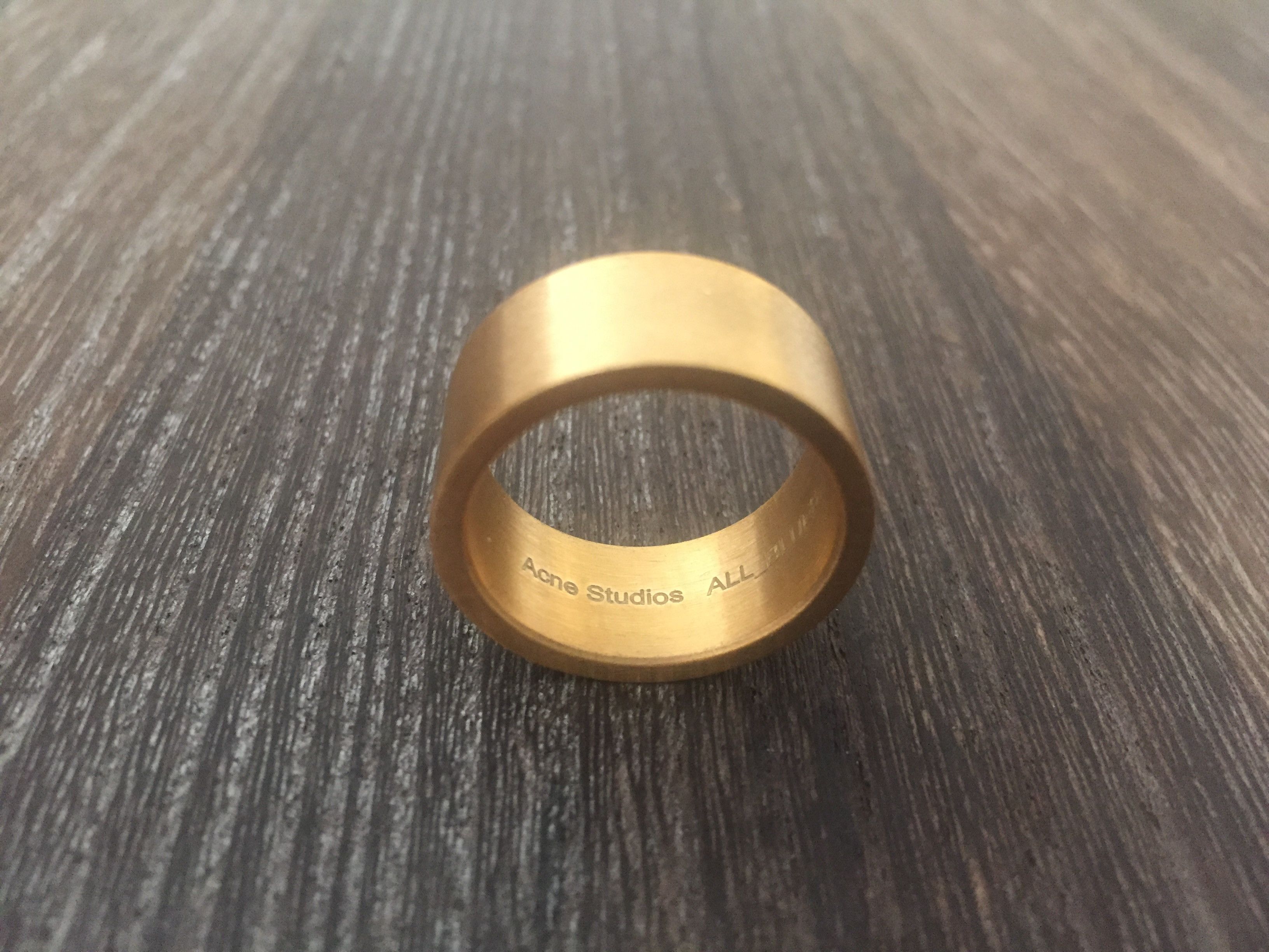 Acne Studios GOLD PLATED BRUSHED FINISH MENS MINIMALIST WIDE BAND RING ...