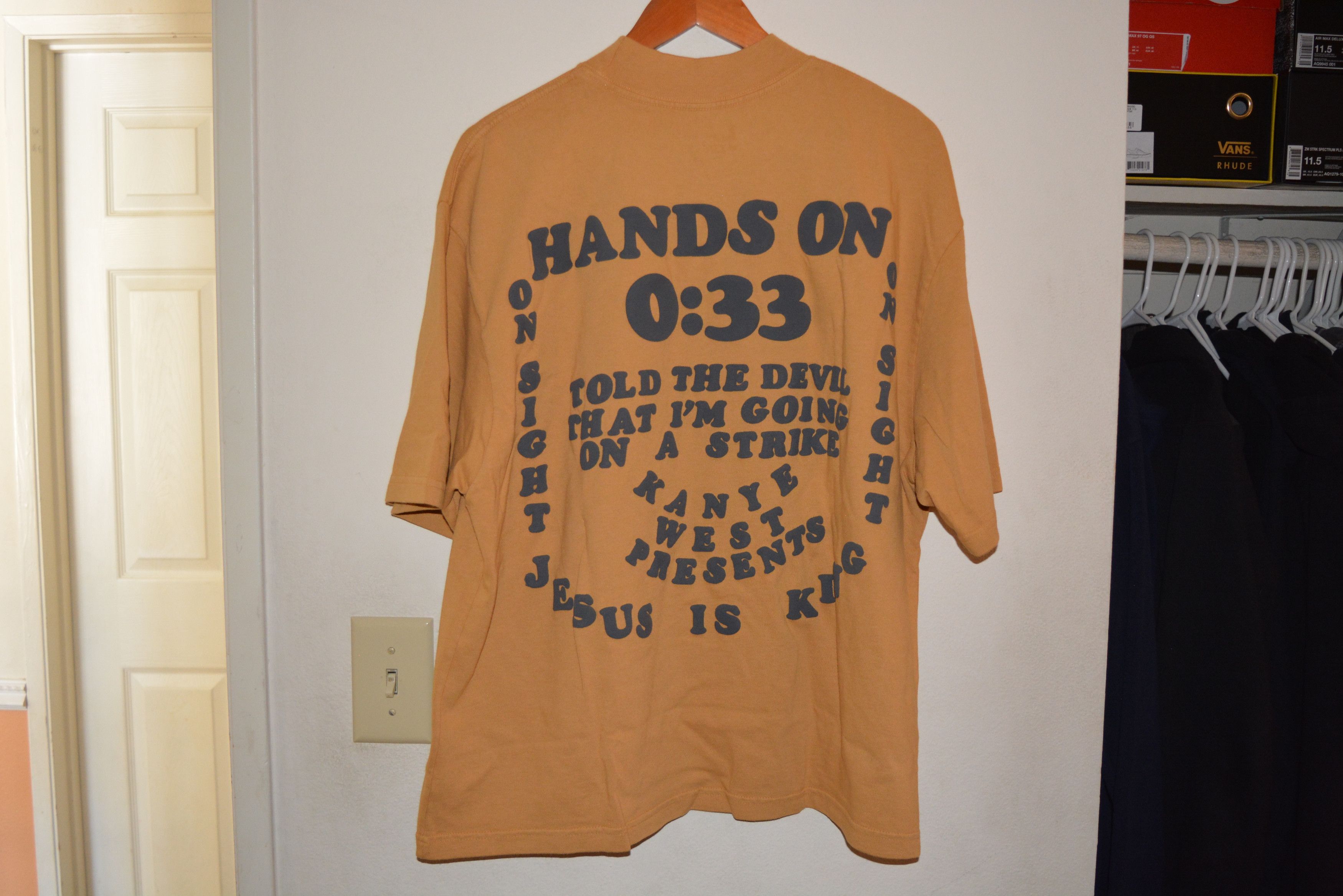 Kanye West DS Kanye CPFM For JIK Jesus Is King Merch Tee Shirt Tan ...