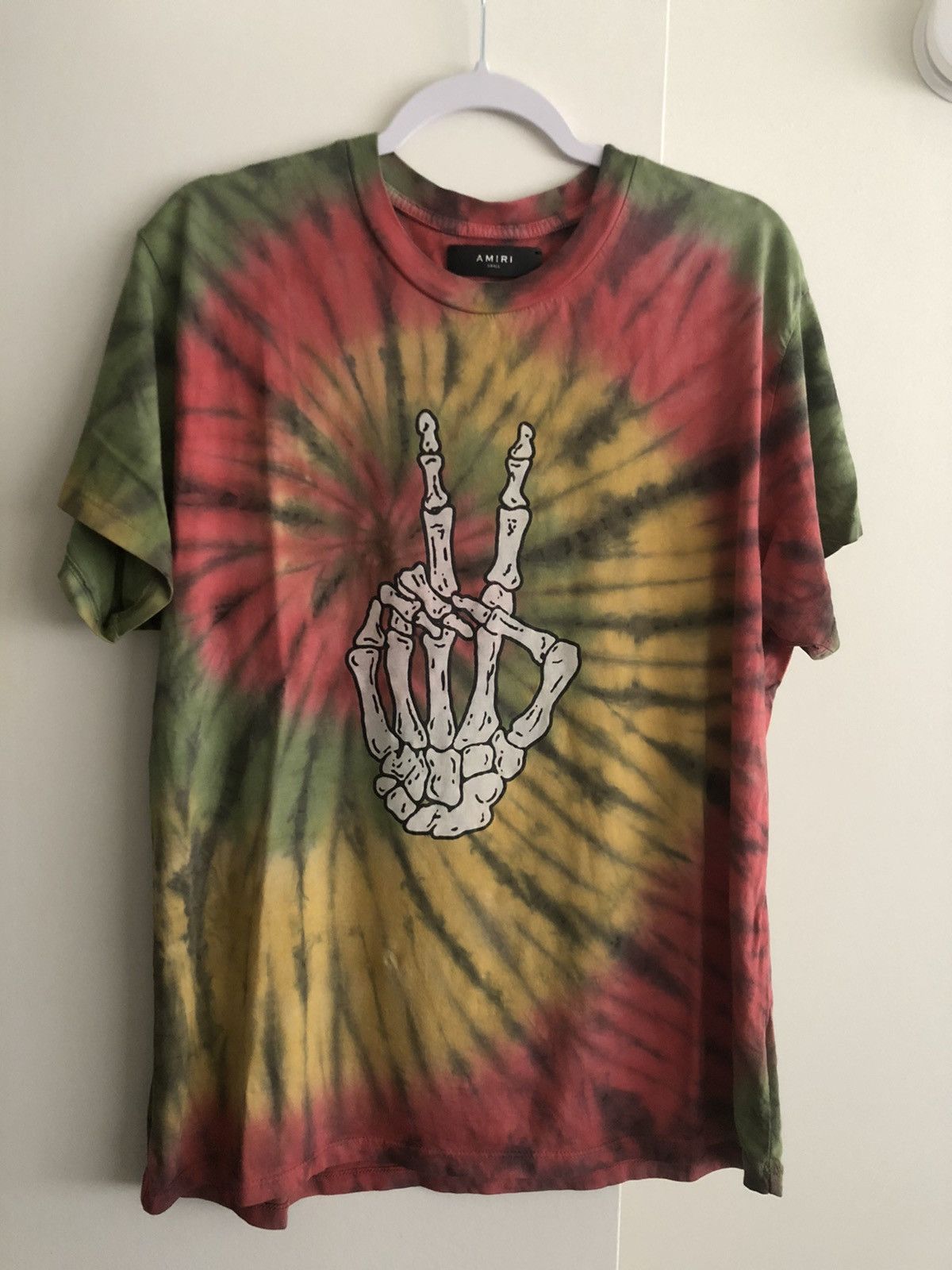 Amiri Amiri Skeleton Hand Tie Dye Peace Shirt Size US S / EU 44-46 / 1 - 1 Thumbnail