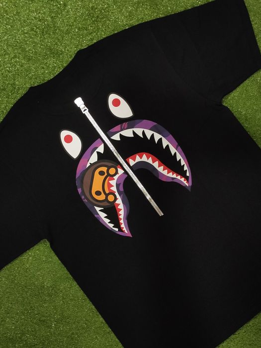 Bape Bape Colour Camo WGM Milo Shark Tee | Grailed