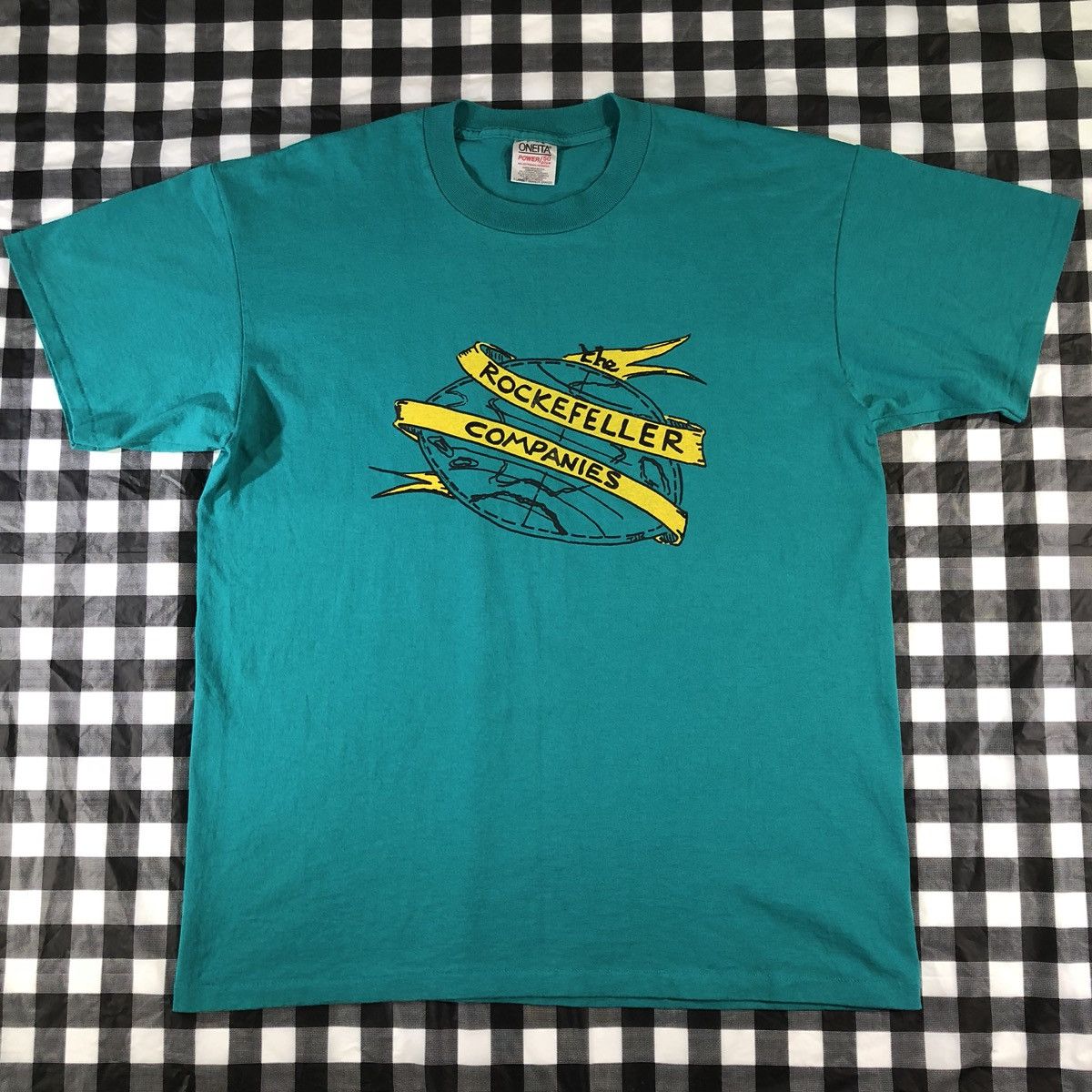 image of Rockefeller Companies Standard Oil Monopoly Nwo Vintage Tee in Green, Men's (Size XL)