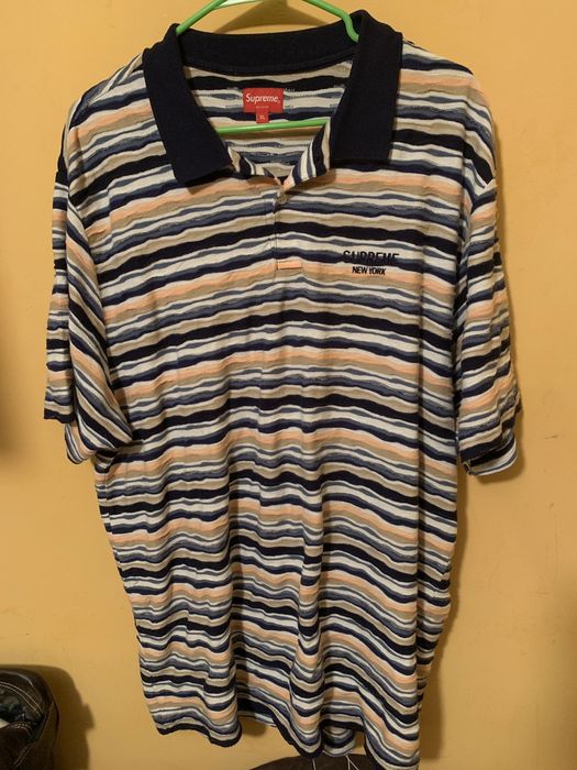 Supreme textured best sale stripe polo