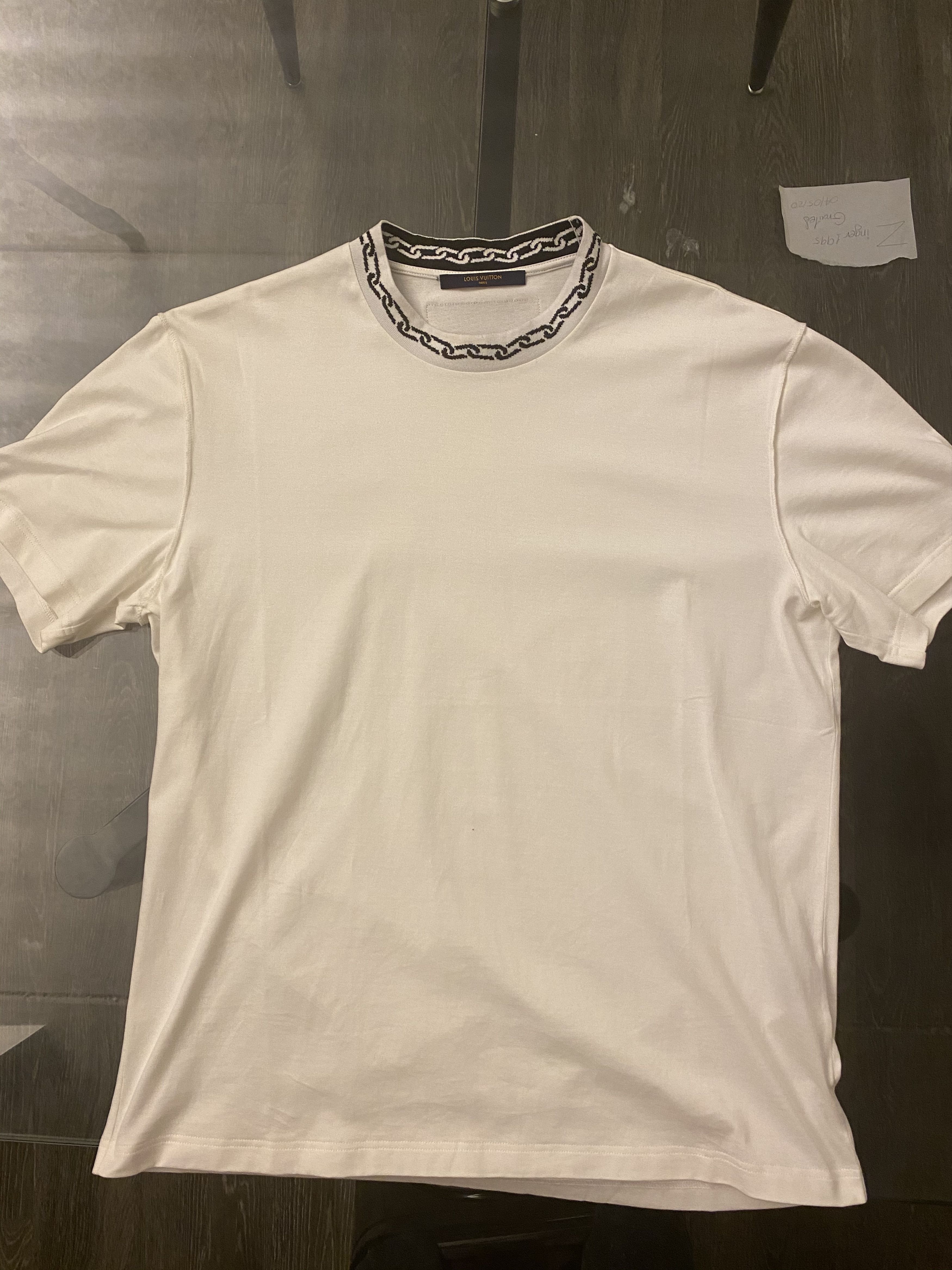 Buy Replica Louis Vuitton T-Shirt With Chain Jacquard Rib Collar