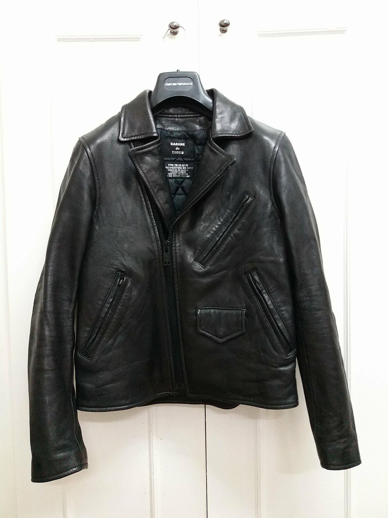 Pre-owned Blackmeans Distressed Leather Racer Jacket Small (fits Xs) In Black