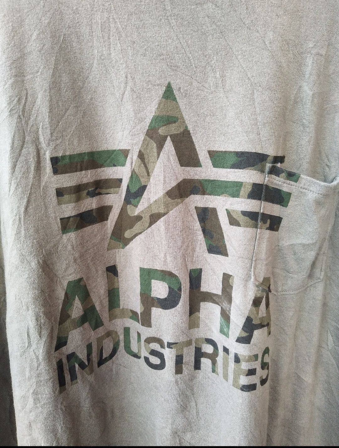 Alpha Industries 🔥 Alpha Industries t shirt big logo single pocket Size US XL / EU 56 / 4 - 5 Thumbnail