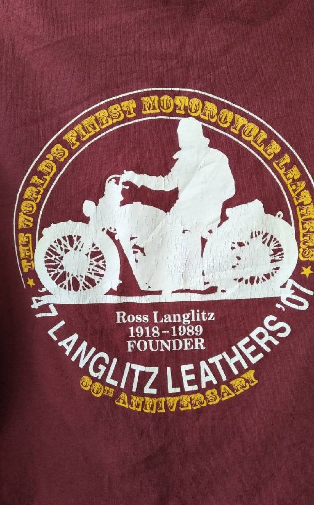 Vintage Langlitz Leather t shirt motorcycle rose langlitz
