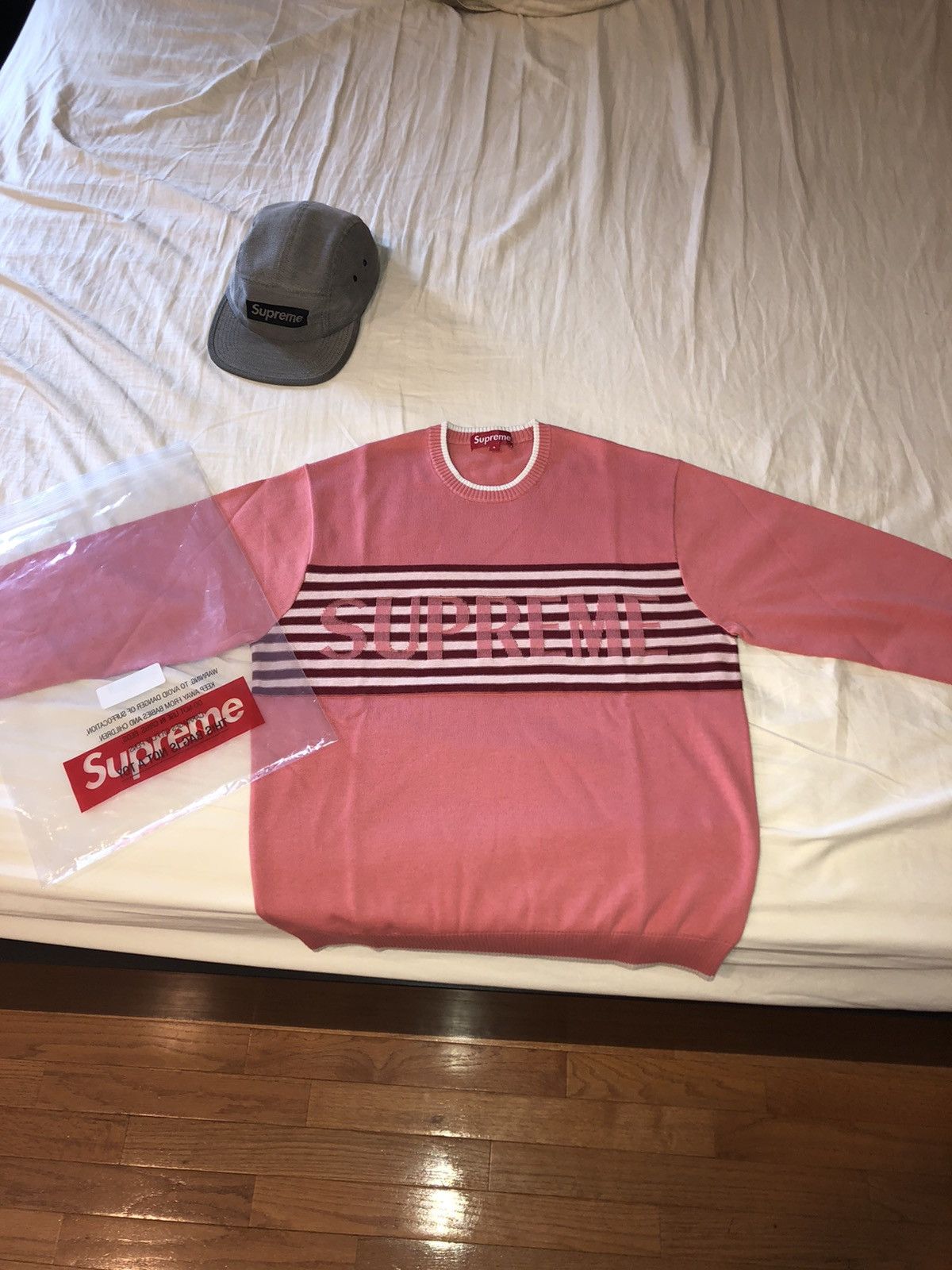 Supreme Chest Stripe Sweater Coral Men's - SS20 - US