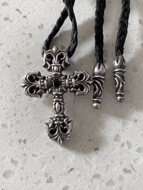 Chrome Hearts Black Diamond Filigree Cross with Braid | Grailed