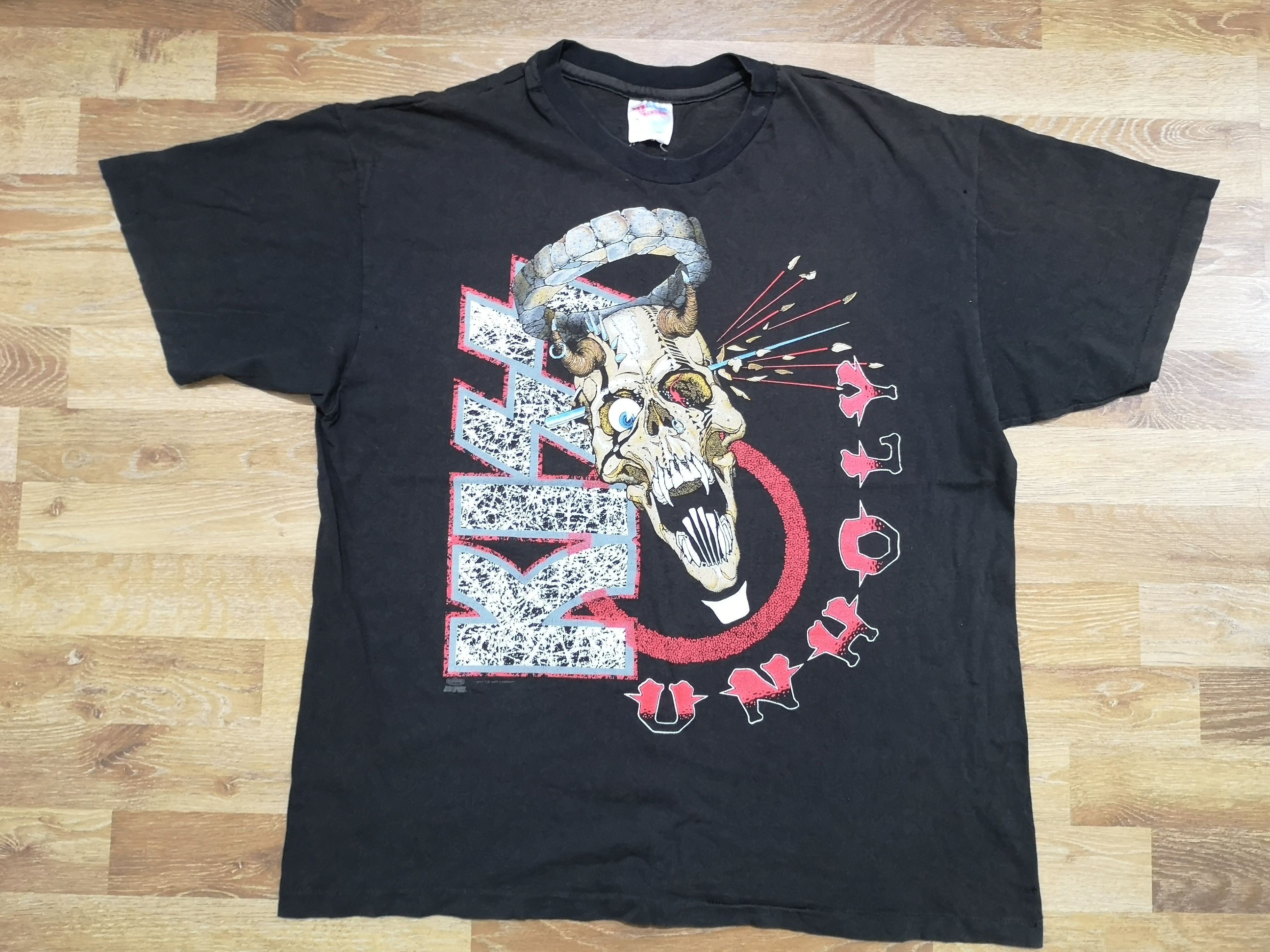 Rare Distressed Vintage Kiss Pushead Design Promo T Shirt