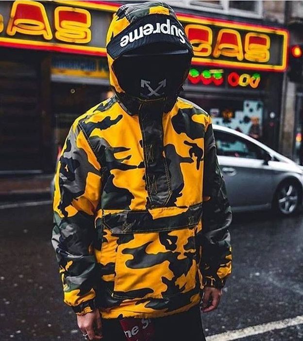 Supreme Supreme Hooded Logo Half Zip Yellow Camo Pullover | Grailed