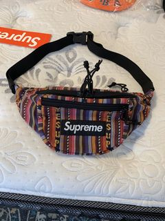 Supreme woven stripe waist best sale bag black