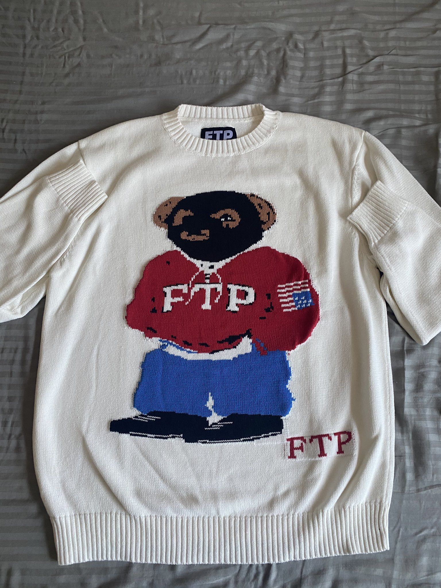 Fuck The Population FTP Fuck The Population Bear Knit Sweater White Medium Size US M / EU 48-50 / 2 - 2 Thumbnail