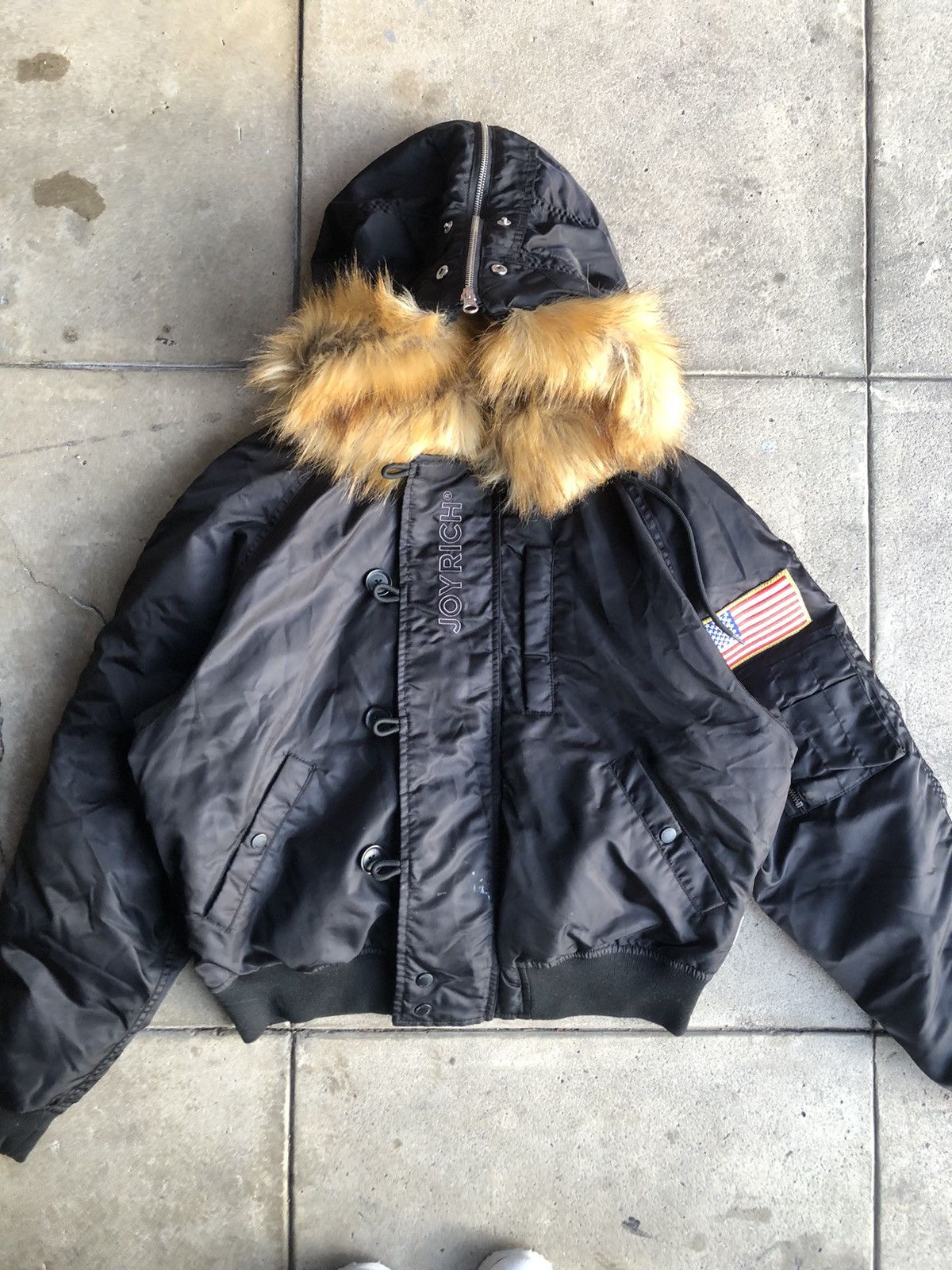 Joyrich hooded bomber jacket faux fur puffer winter
