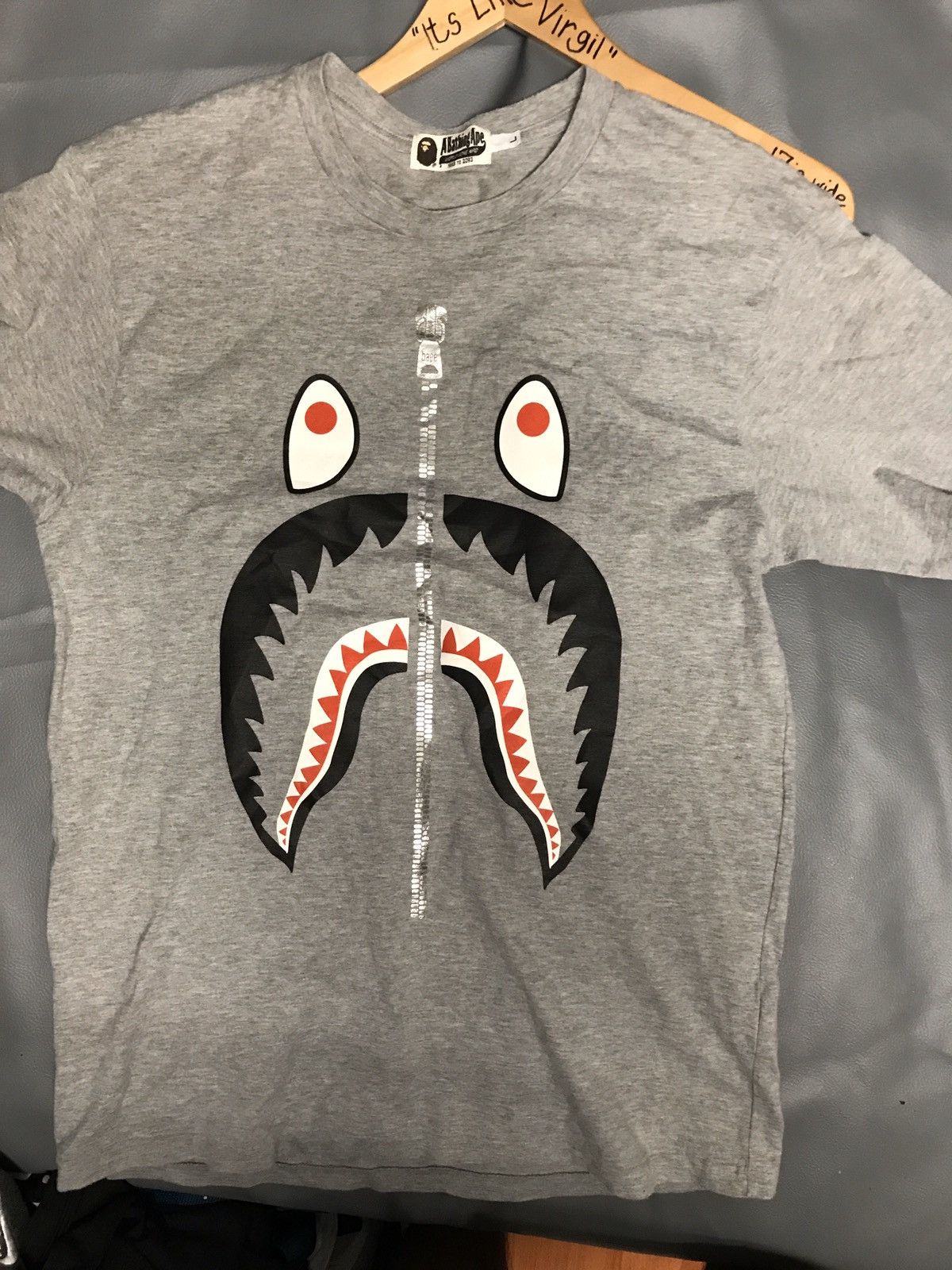 Bape shark tee grey sale