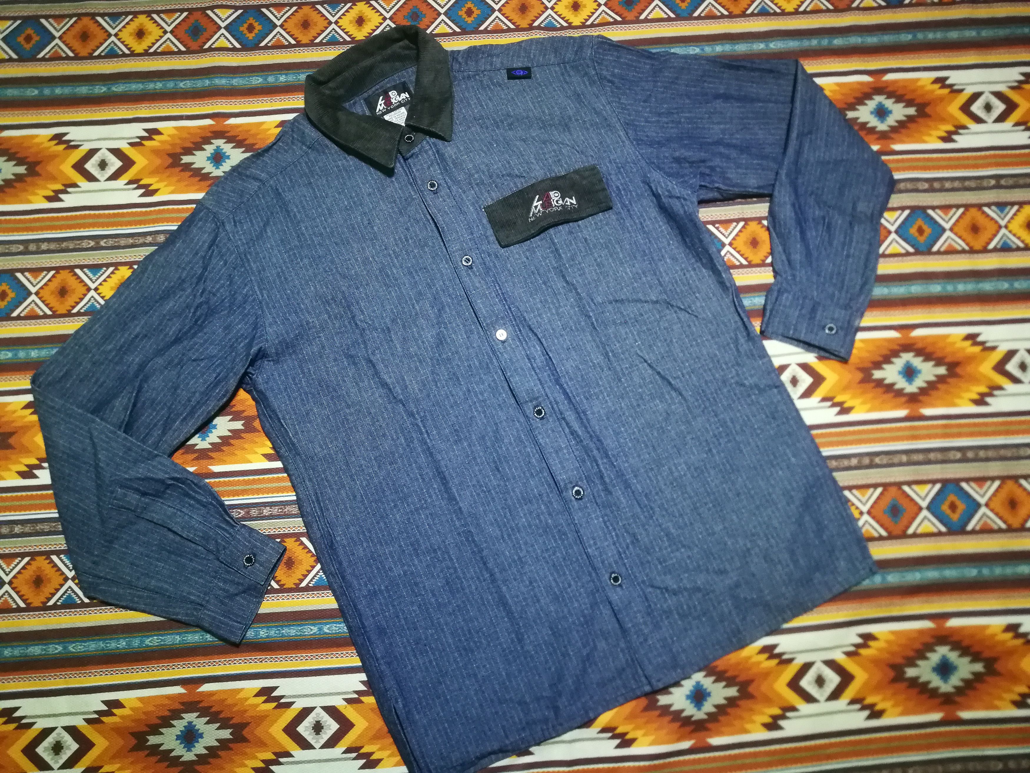 Lad Musician herringbone denim shirt