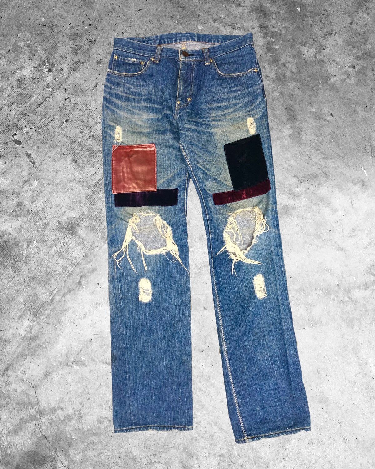 Number (N)ine Number (N)ine Kurt Cobain Nirvana Patchwork Denim Jeans ...