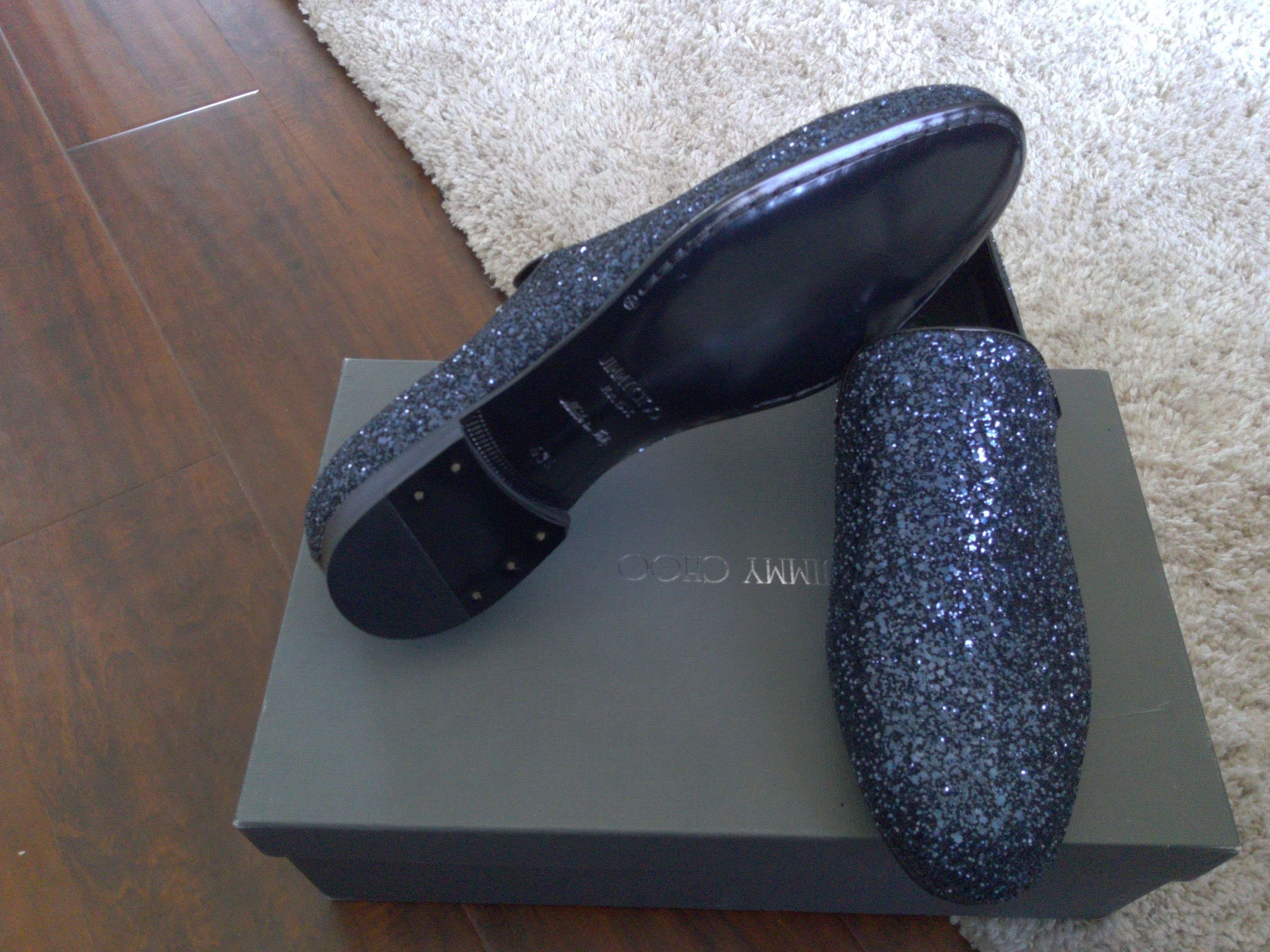 Jimmy Choo Men\'s Sloane Glittered Fabric Slip On Loafer Size EU 43 Jimmy Choo Sloane velvet shoes Black ref.53955 - Joli Closet main image 3