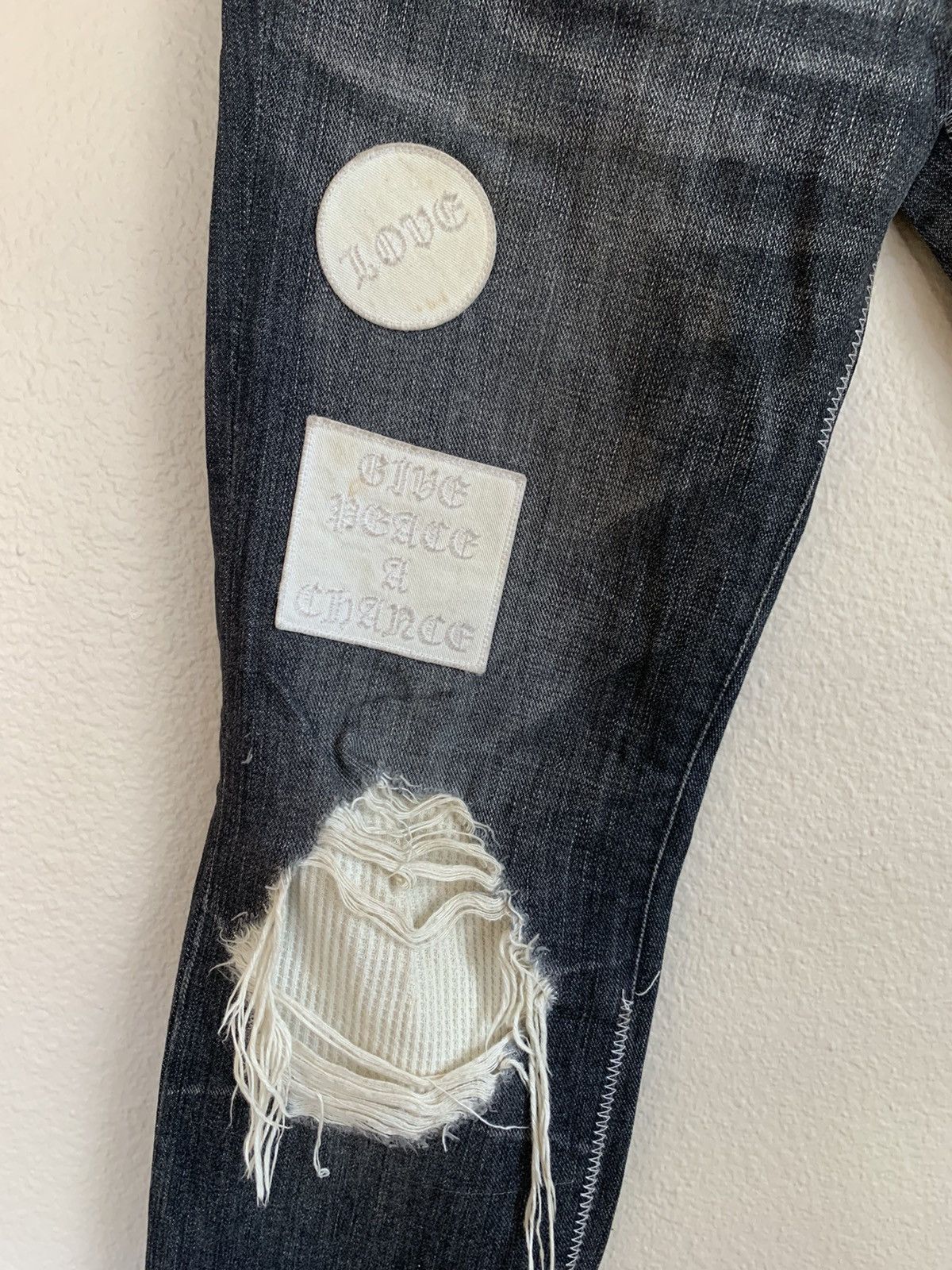 Number (N)ine AW04 “Give Peace a Chance” Patchwork Denim Size US 30 / EU 46 - 3 Thumbnail