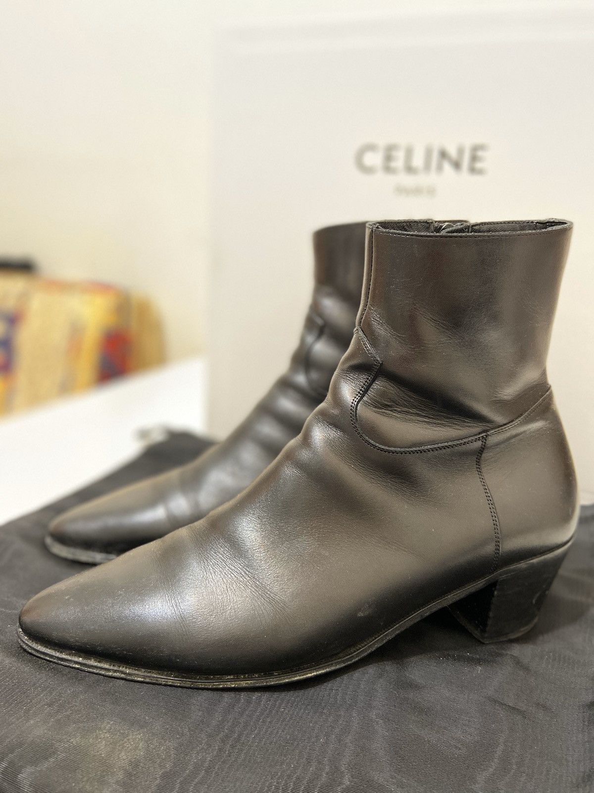 Celine × Hedi Slimane Celine Jacno 60mm Boots in Black Calf EU40