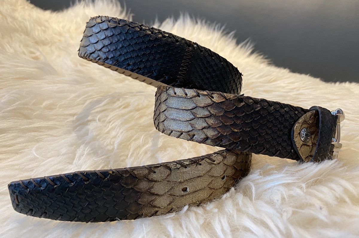 Leather Rare Genuine Python Leather Belt Hand Made In Florence Size 40 - 1 Thumbnail