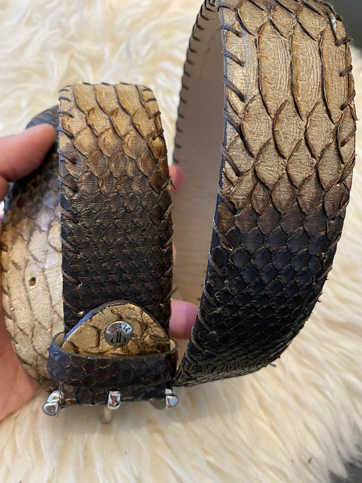 Leather Rare Genuine Python Leather Belt Hand Made In Florence Size 40 - 6 Thumbnail