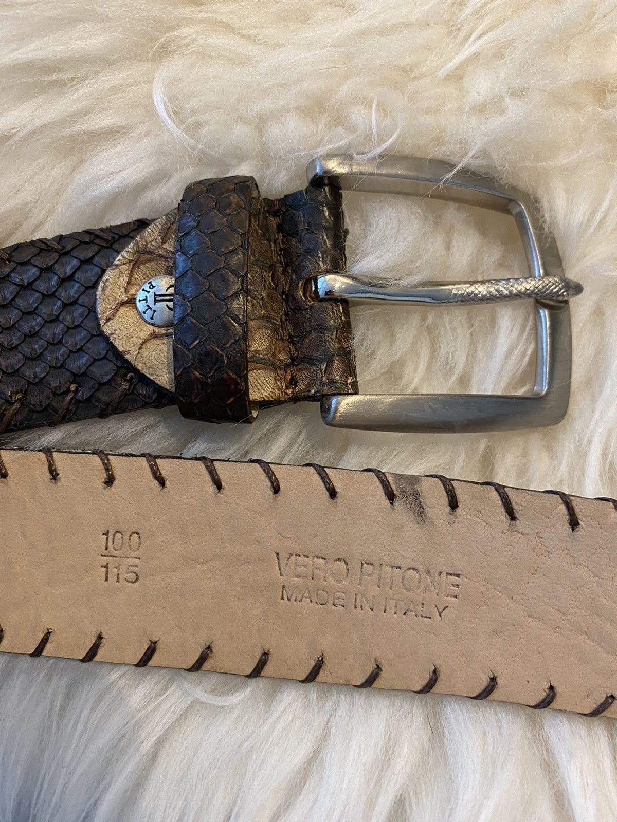 Leather Rare Genuine Python Leather Belt Hand Made In Florence Size 40 - 2 Thumbnail