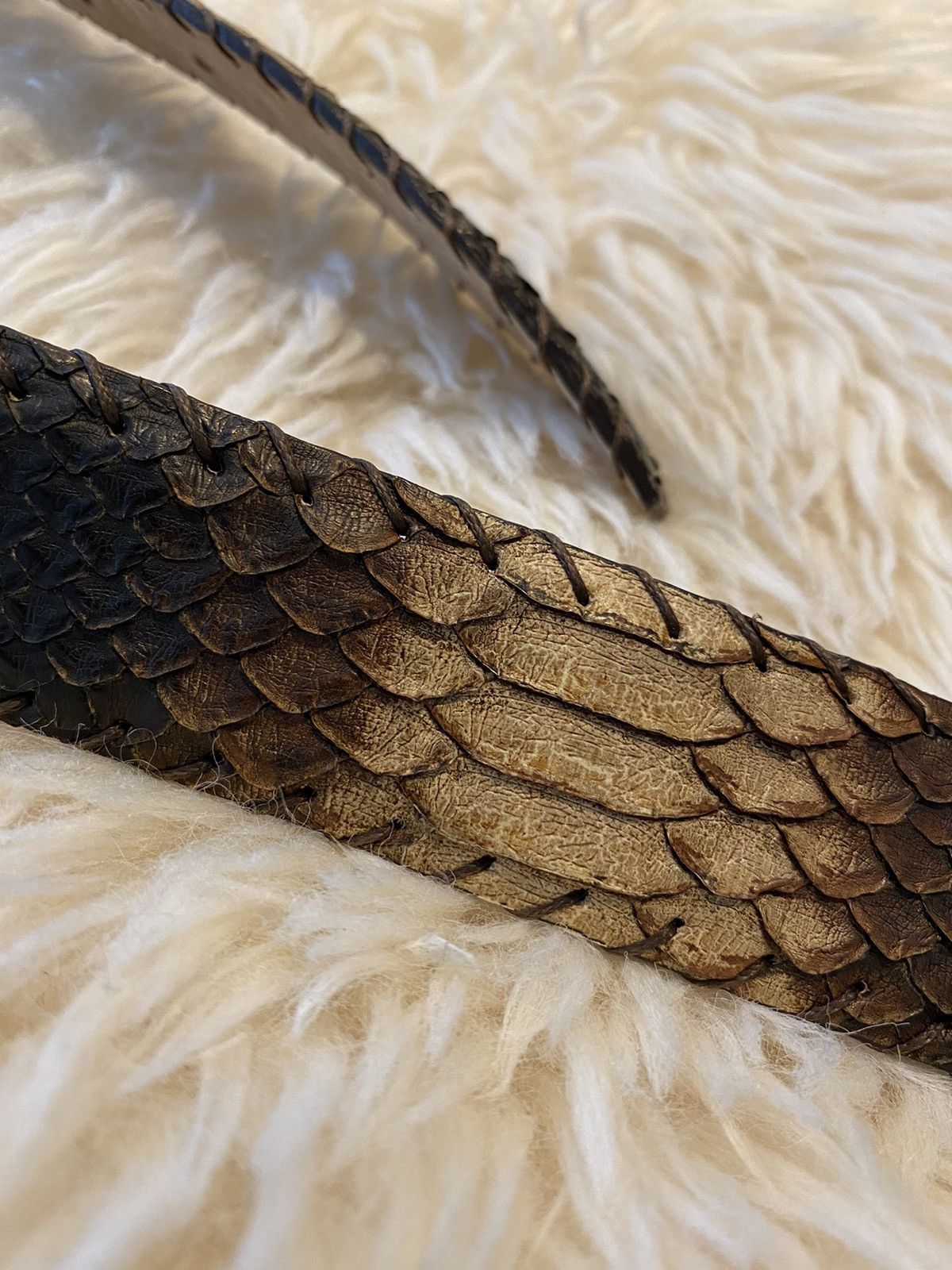Leather Rare Genuine Python Leather Belt Hand Made In Florence Size 40 - 5 Thumbnail