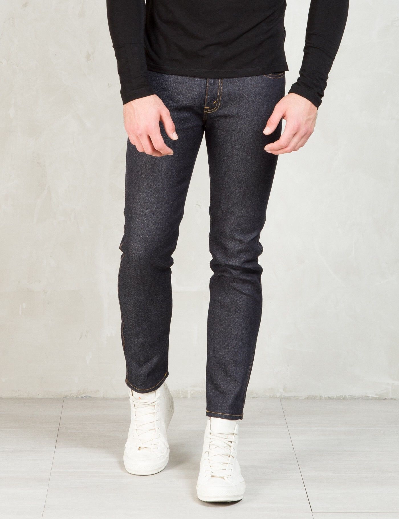 Sasquatchfabrix Indigo Knit Like Denim Tapered Slim Pants Size US 35 - 1 Thumbnail