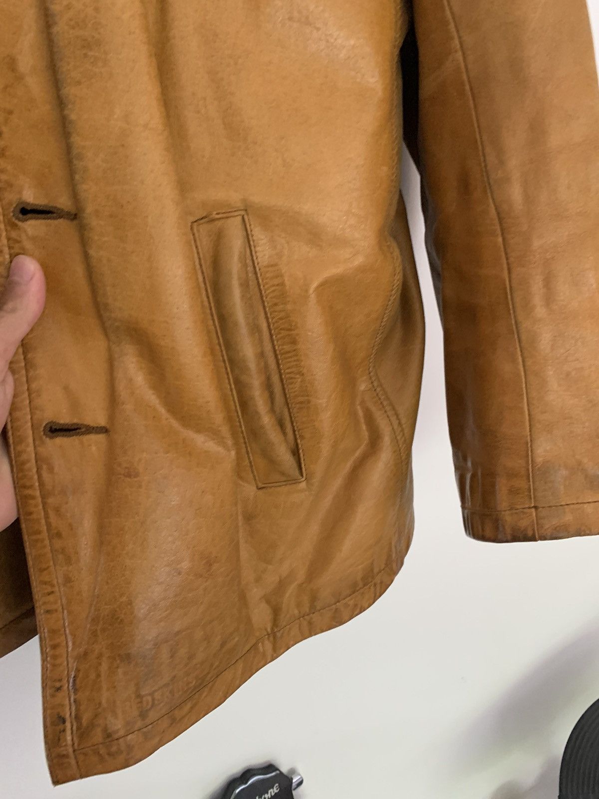 NFL Vintage yellow brown leather jacket Size US L / EU 52-54 / 3 - 5 Thumbnail