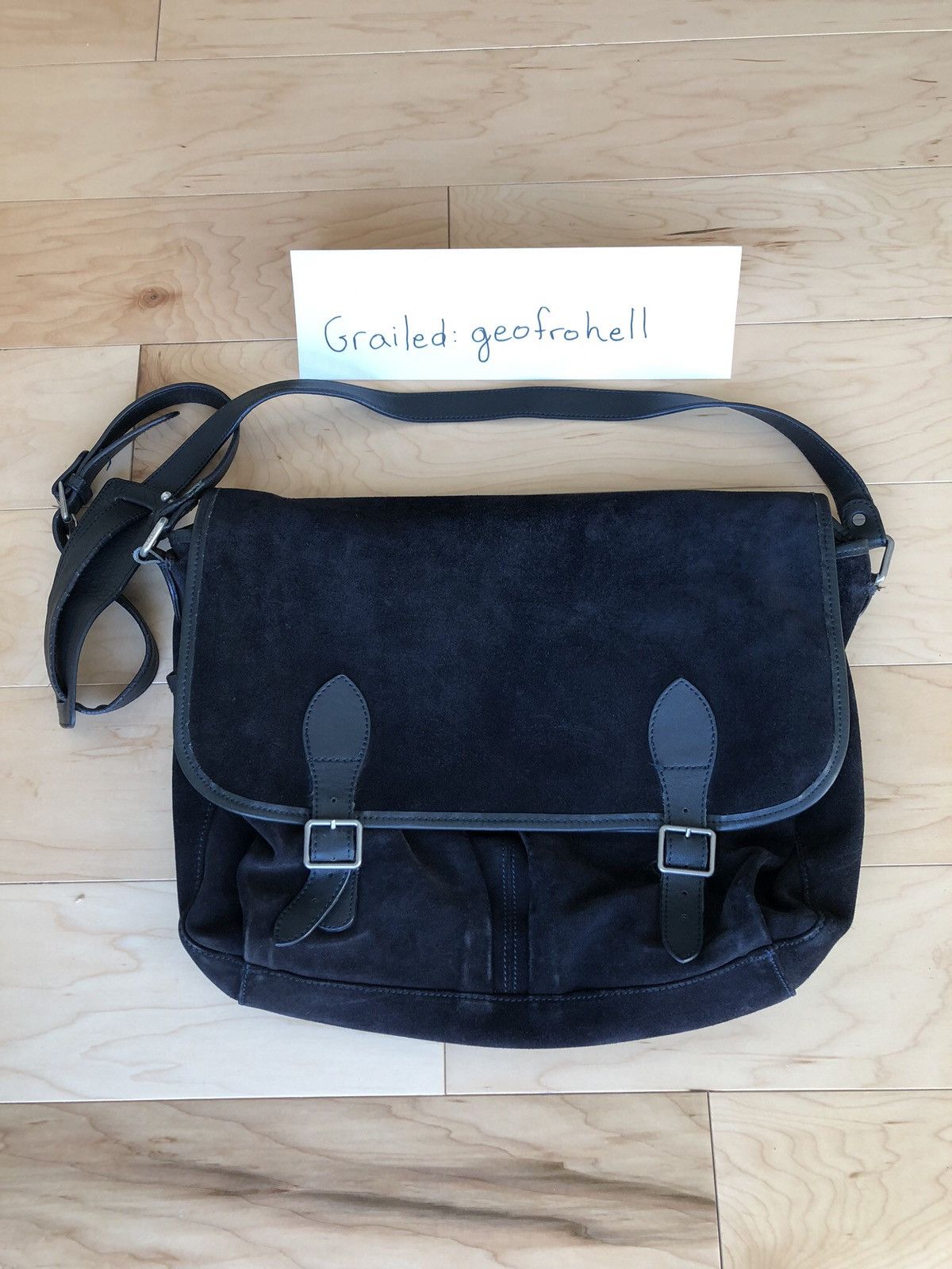 APC Suede Messenger Bag - Navy