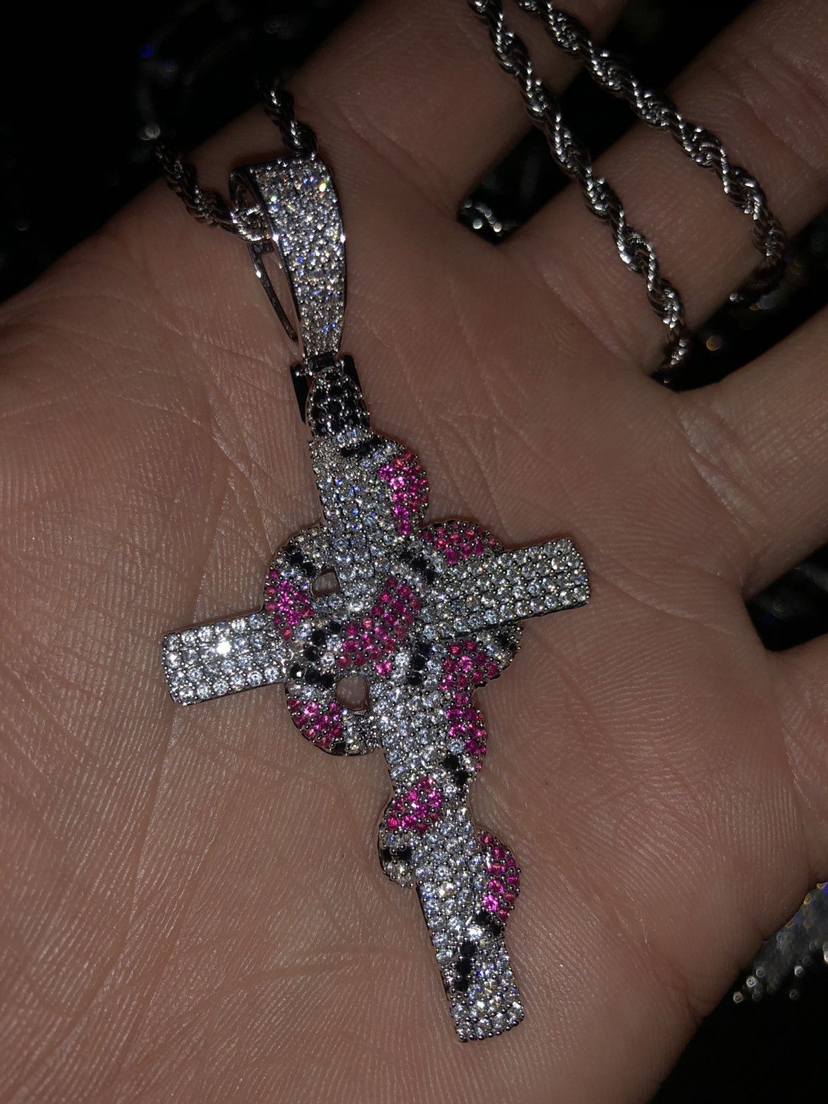 Jewelry Iced Out Snake Cross Pendant Christian Cross Chain Snake Size ONE SIZE - 4 Thumbnail