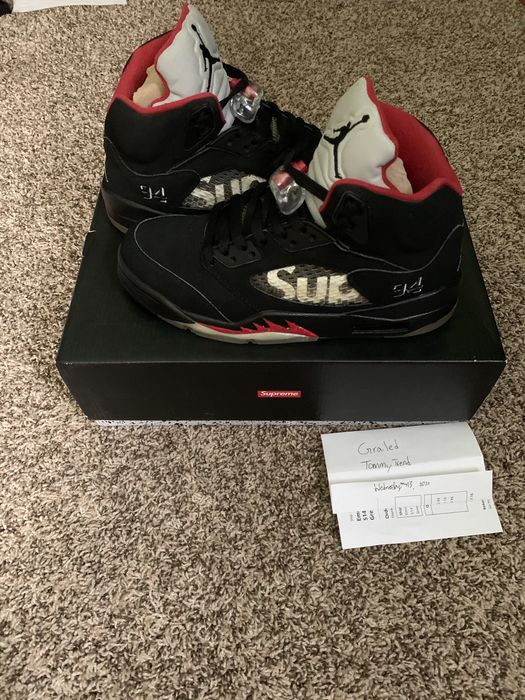 Supreme Supreme x Air Jordan 5 Retro Black 2015 Grailed