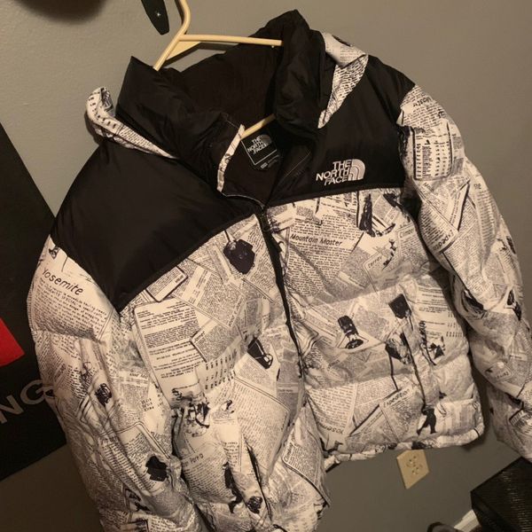 The North Face *Rare* The North Face Novelty Nuptse Newspaper Coat