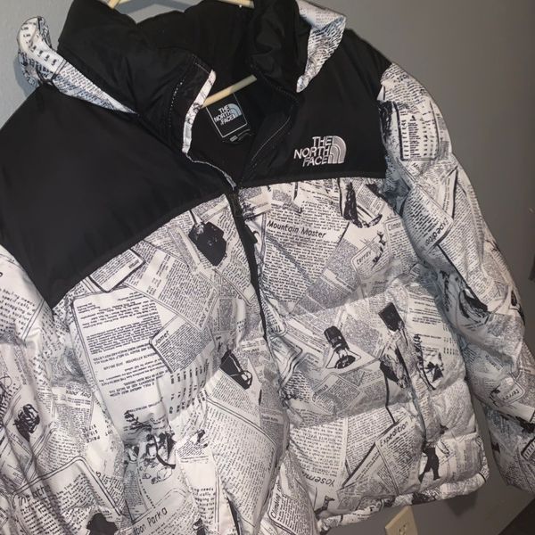 The North Face *Rare* The North Face Novelty Nuptse Newspaper Coat