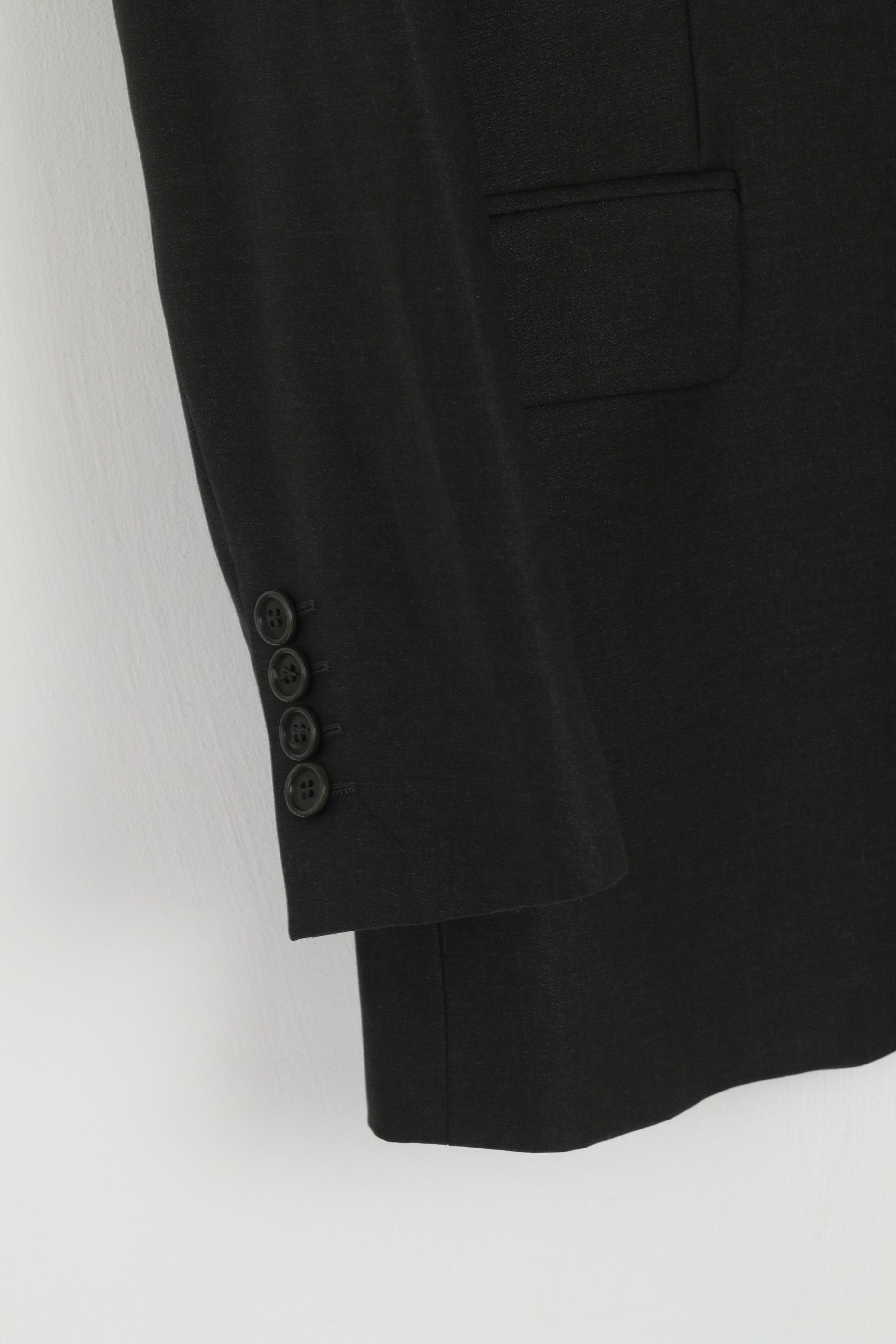 Paoloni PAOLONI Men 48 38 Blazer Black Wool Cerruti 110's 5386 Size 38R - 4 Thumbnail