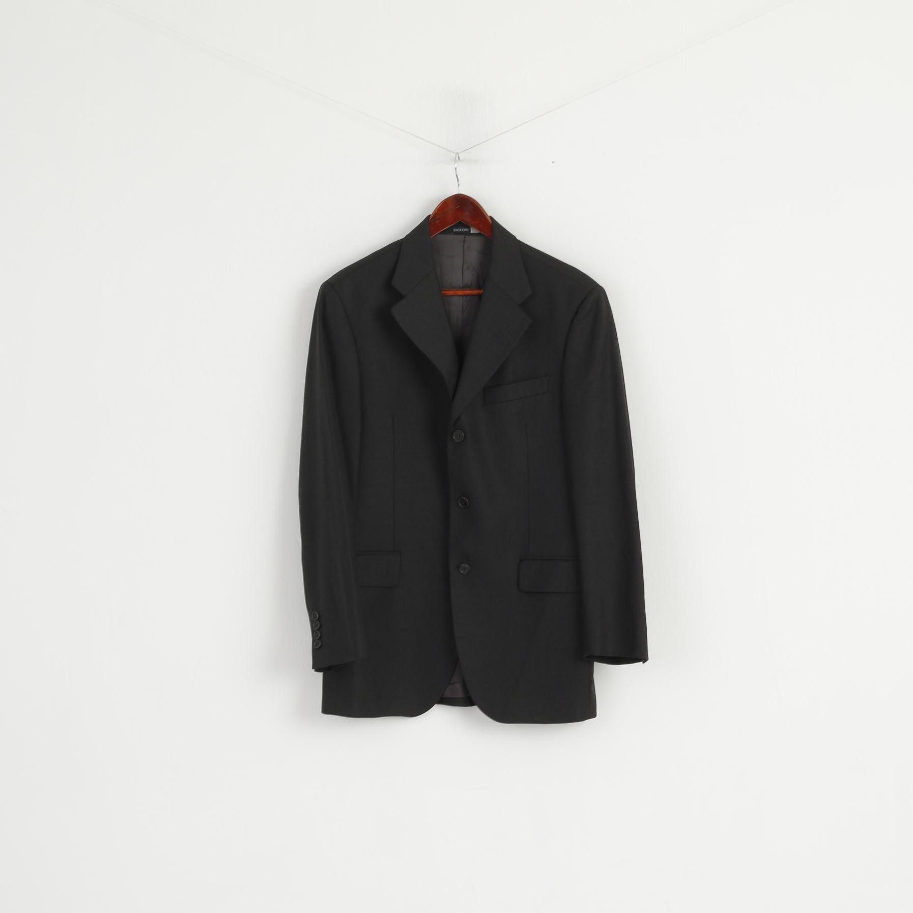 Paoloni PAOLONI Men 48 38 Blazer Black Wool Cerruti 110's 5386 Size 38R - 2 Thumbnail