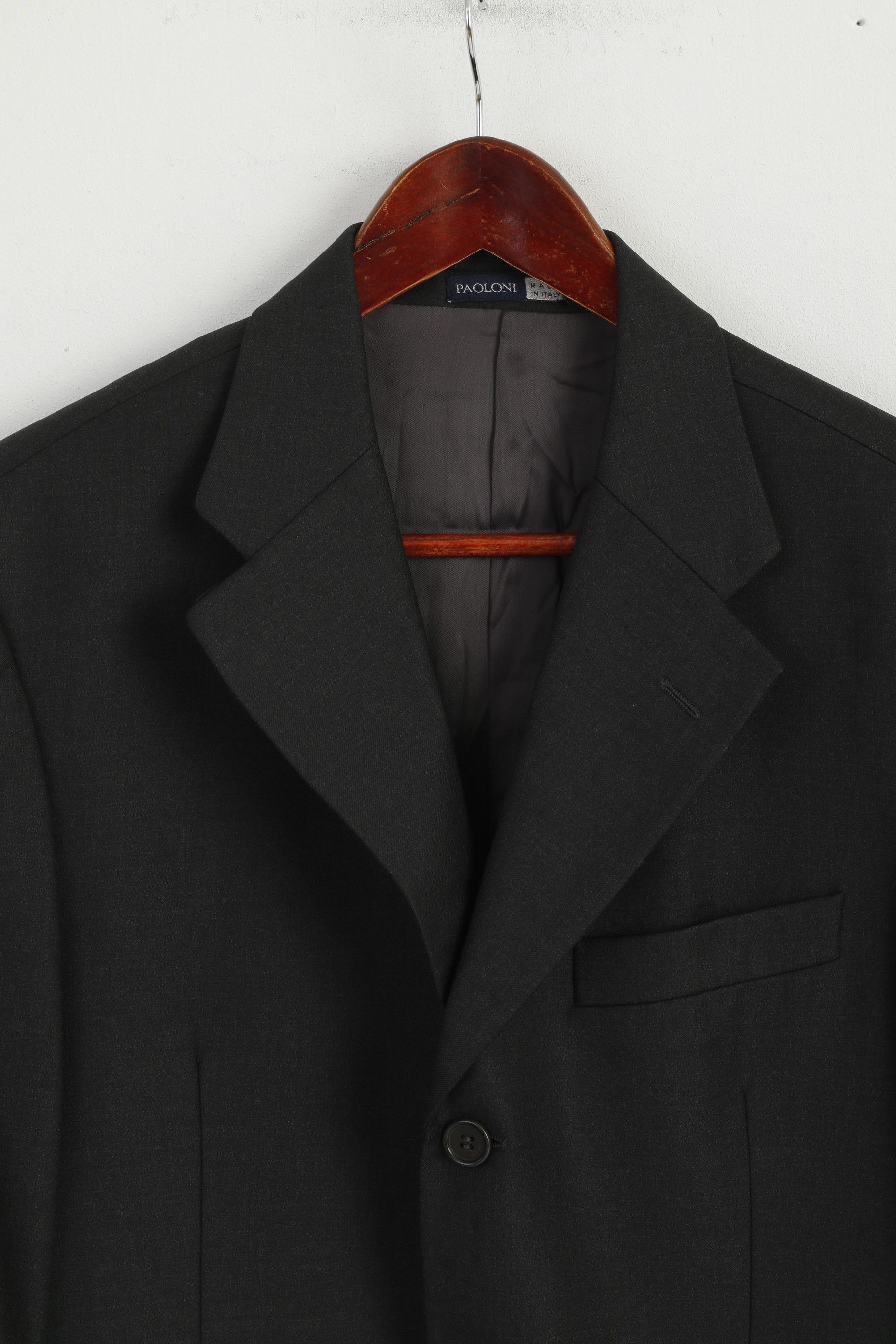 Paoloni PAOLONI Men 48 38 Blazer Black Wool Cerruti 110's 5386 Size 38R - 3 Thumbnail