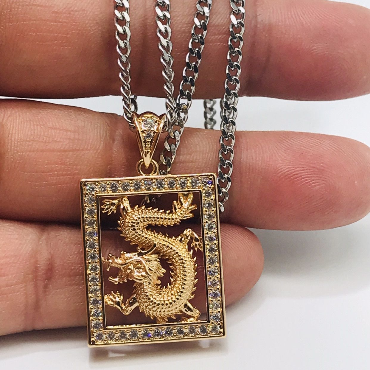 14K rose Gold Filled Dragon pendant w/ necklace