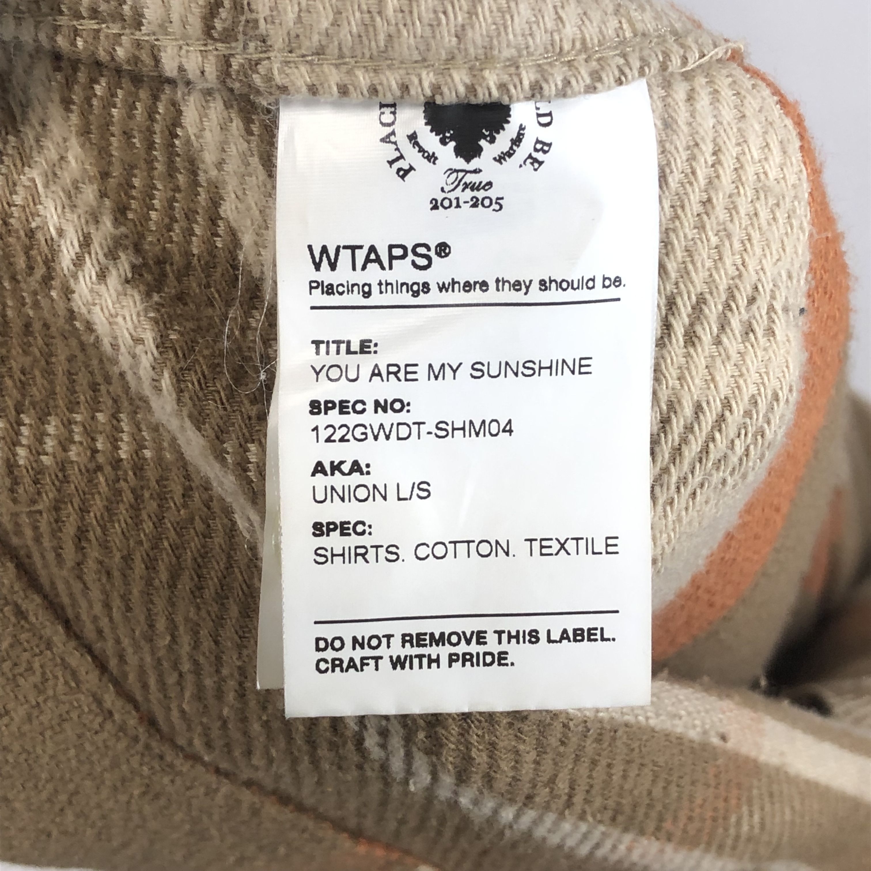 Wtaps WTaps Union Flannel L/S Shirt Beige S Size US S / EU 44-46 / 1 - 5 Thumbnail