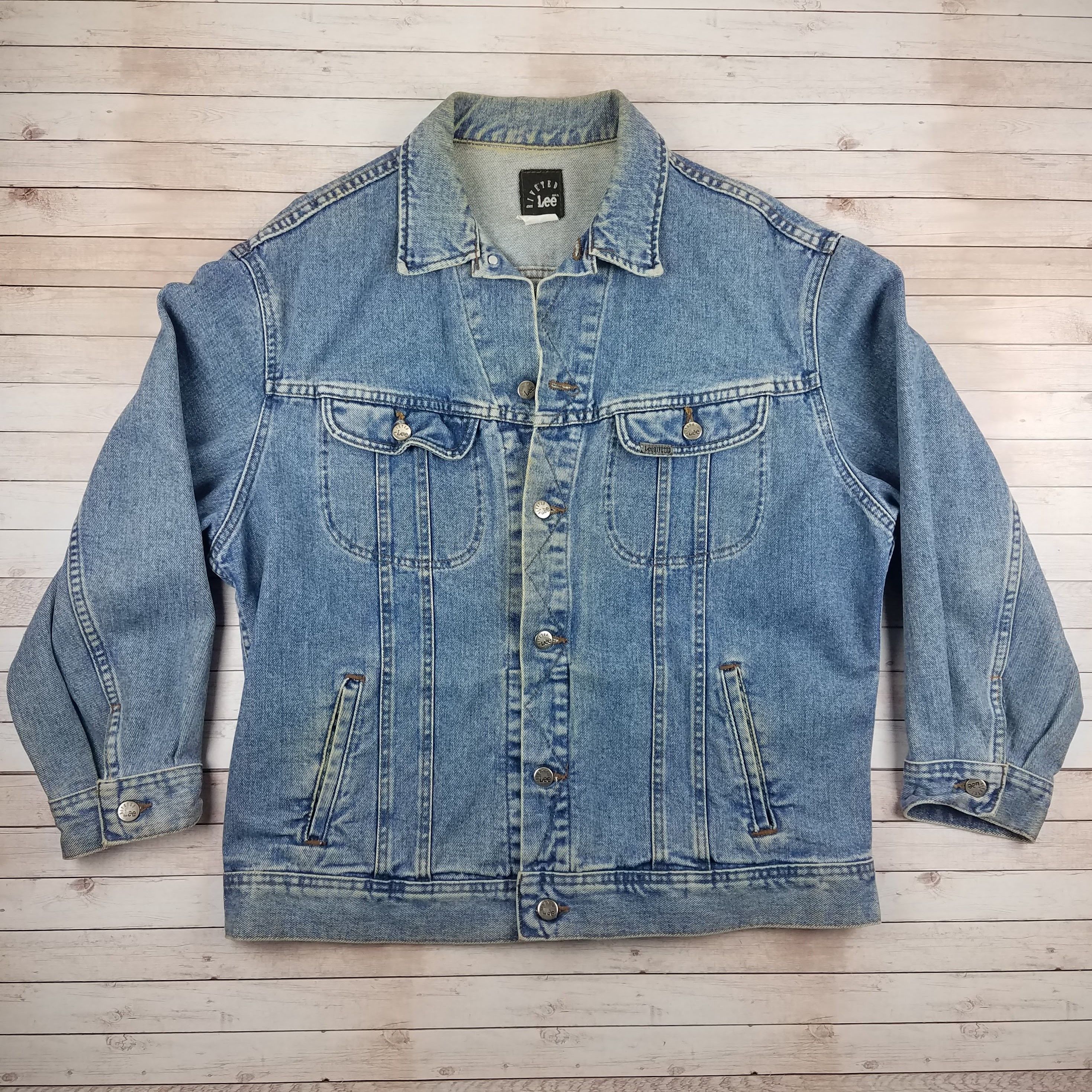 Vintage VTG 90s Lee Riveted Blue Denim Jacket | Grailed