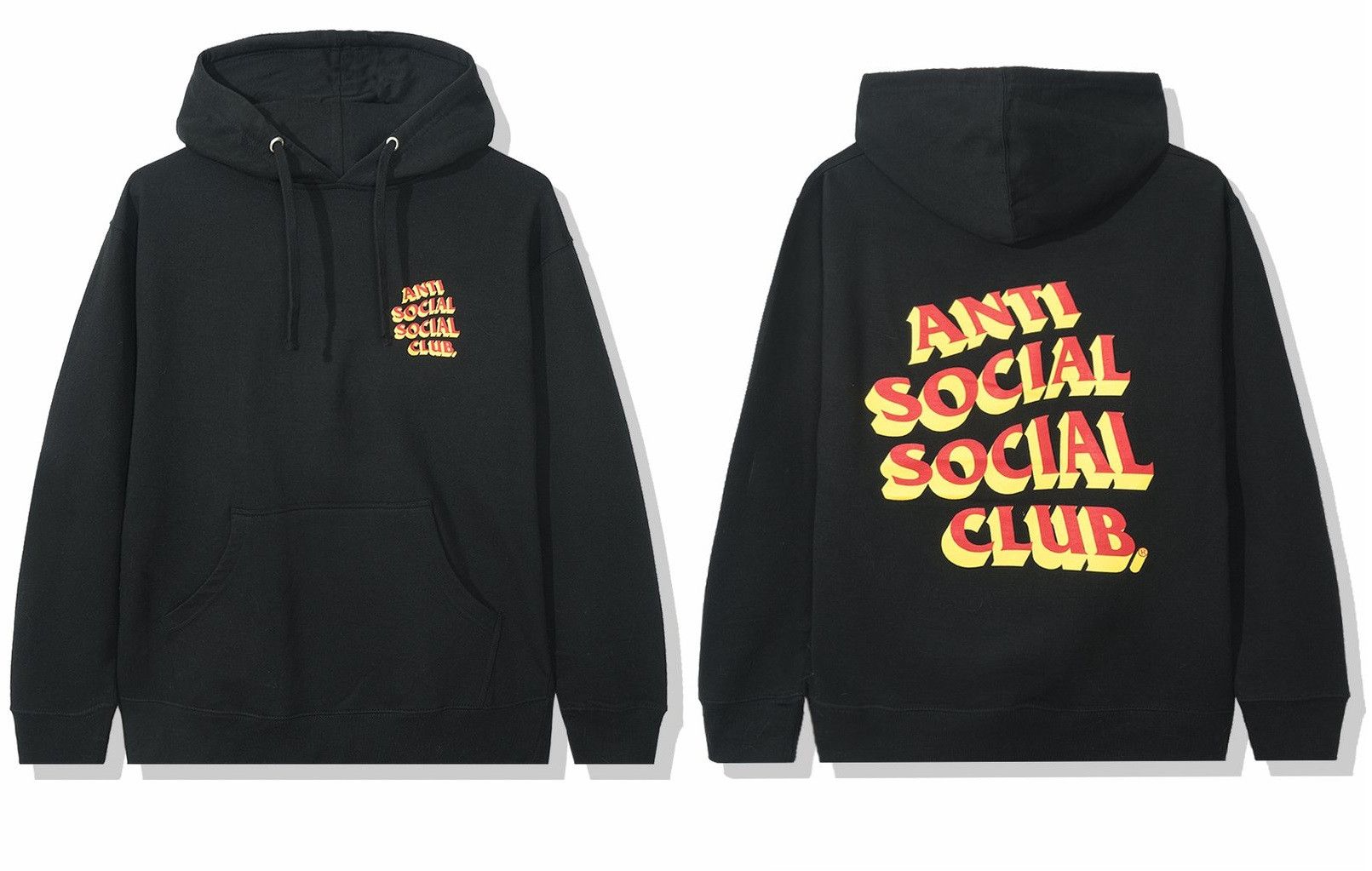 Anti Social Social Club DS SS20 ASSC Yellow Logo Popcorn Black Hoodie in hand Grailed