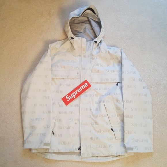 Supreme Supreme 3M Reflective Repeat Taped Seam Jacket White | Grailed