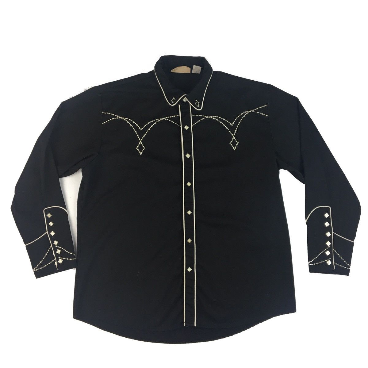 Scully Vintage Western Diamond Pearl Snap Shirt - Black