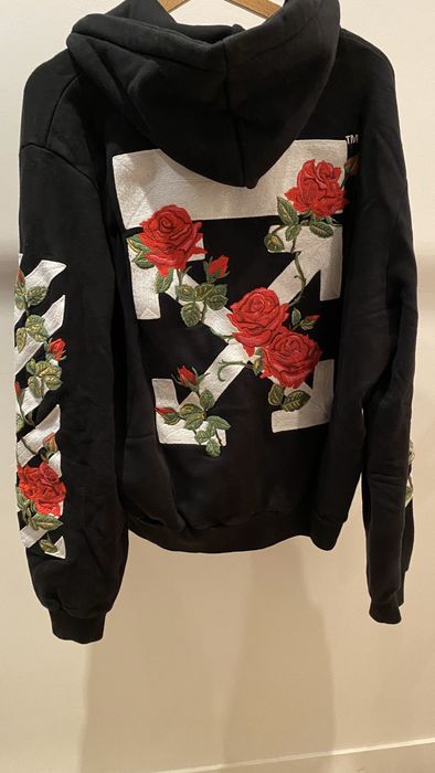 Off white rose zip up outlet hoodie