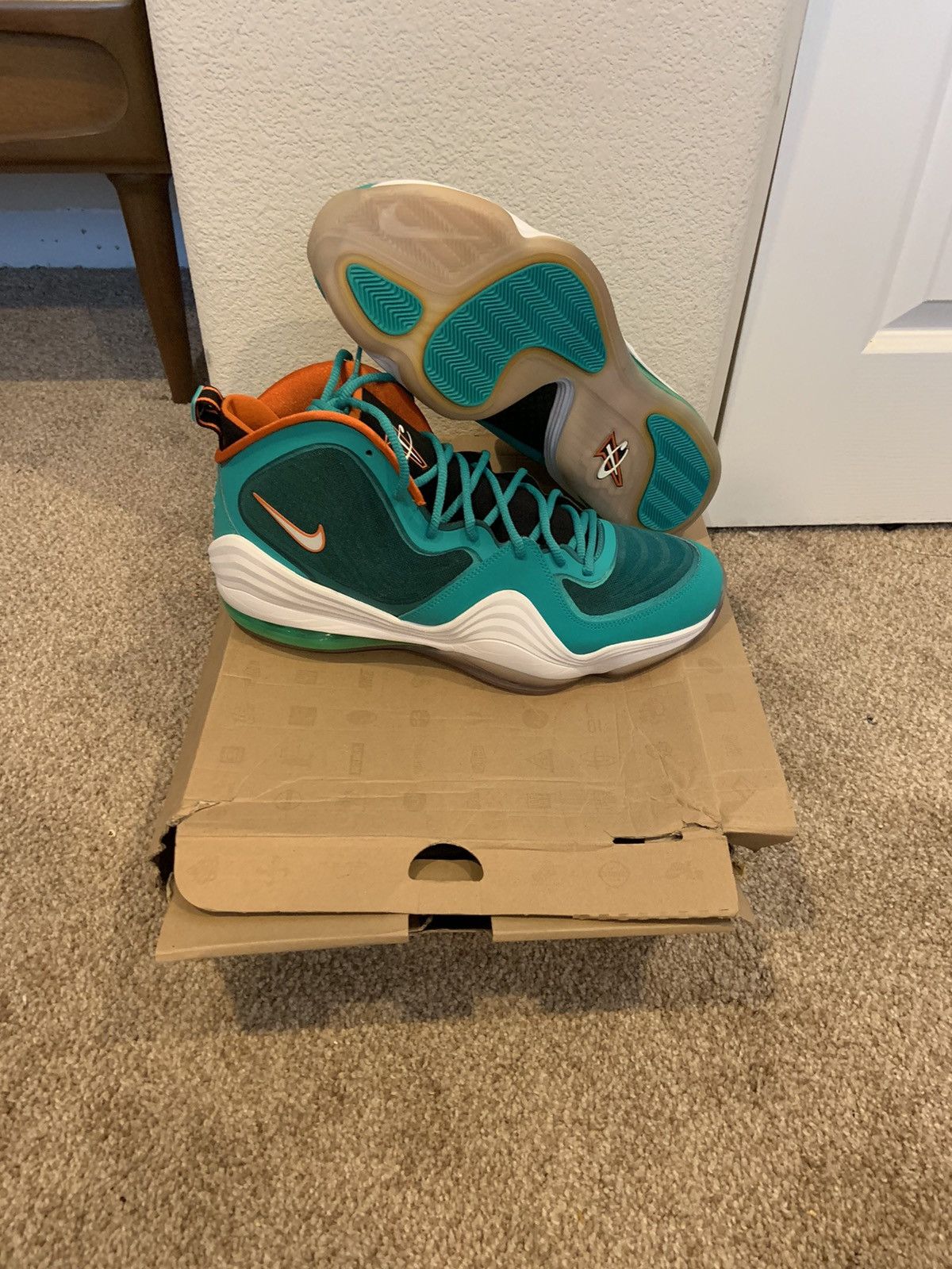 Nike Air Penny 5 Miami Dolphins 2012 size 14 DS | Grailed