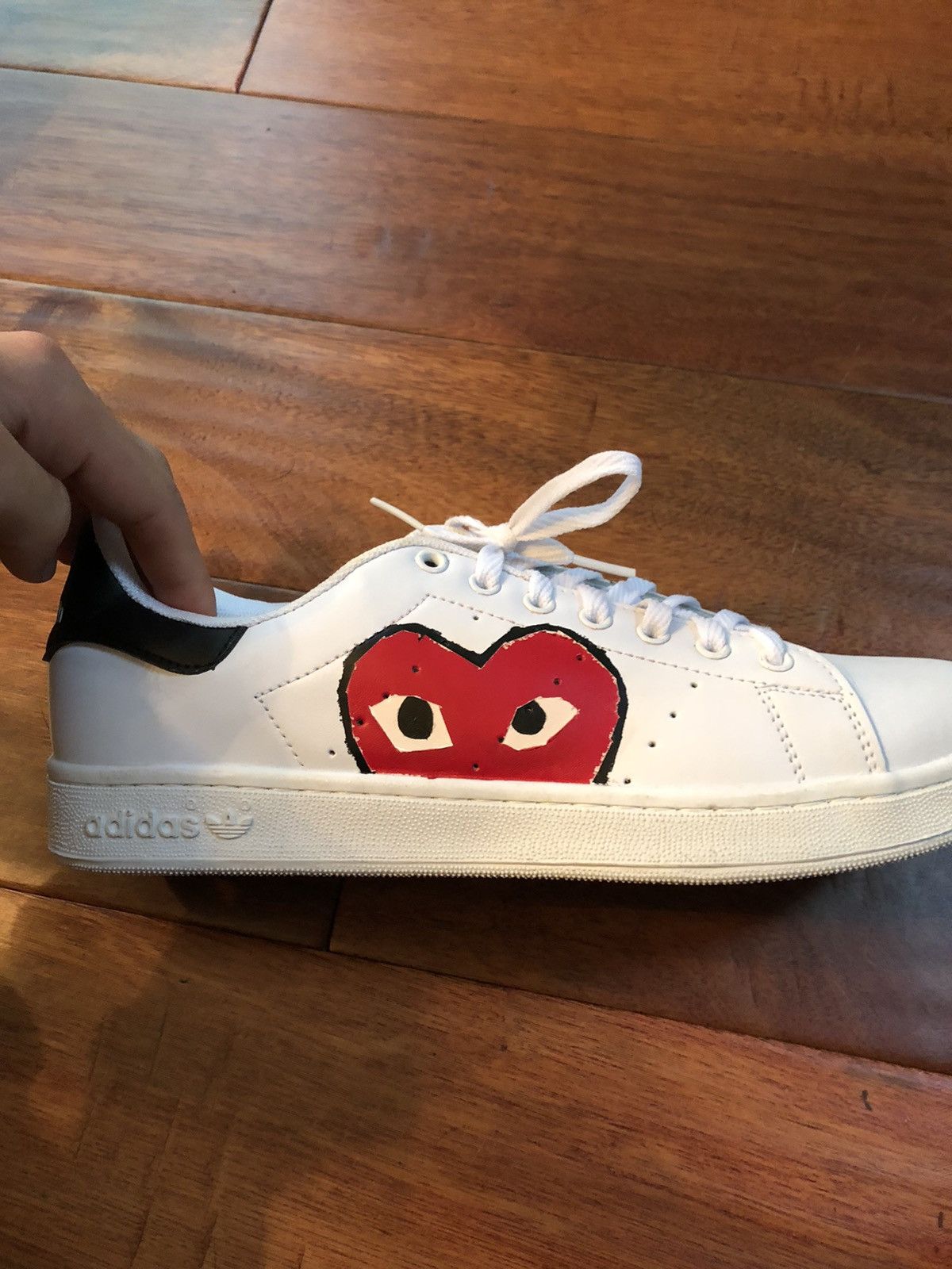 Adidas Comme des Garcons Stan Smith Custom Comme Des Garconnes CDG Heart Black Grailed