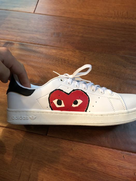 Adidas Stan Smith Custom Comme Des Garconnes CDG Heart Black Grailed