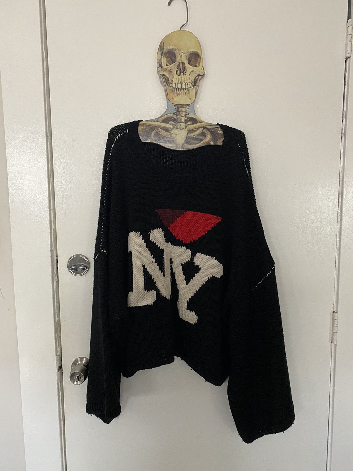 image of Raf Simons I Love Ny Sweater in Black, Men's (Size XL)